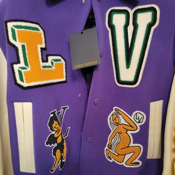 LOUIS VUITTON X Virgil Abloh PURPLE FROG VARSITY JACKET - Picture 8 of 10